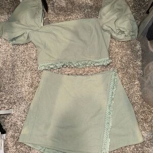 Green two piece skort set